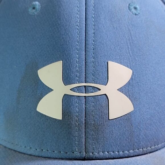 Under Armour Heat Gear Fitted Hat Cap Blue Gray Size Medium Large Elastic - Picture 10 of 11